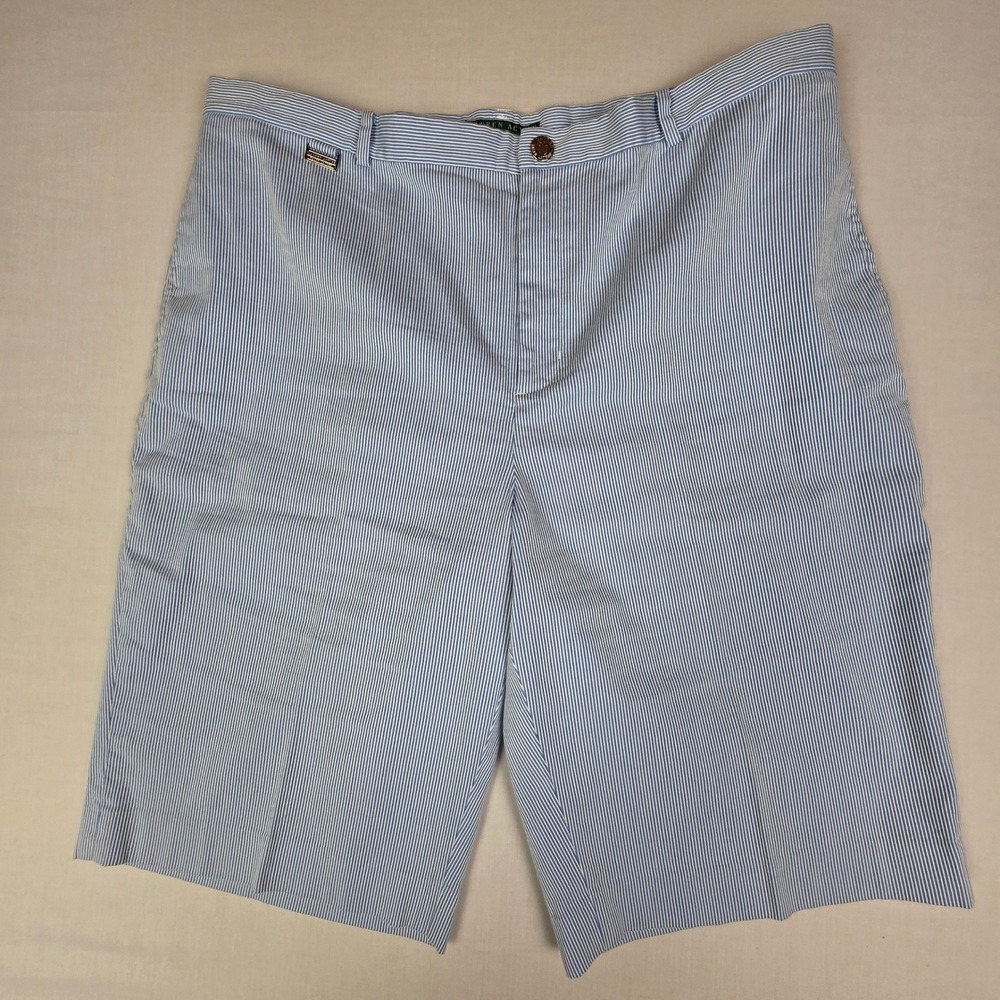 Lauren Active Ralph Lauren Seersucker Bermuda Shorts Women 16 Striped Cotton